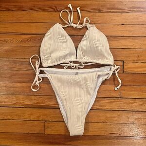 SHEIN Cream Two Piece Textured Shell Bikini Set Size 3X